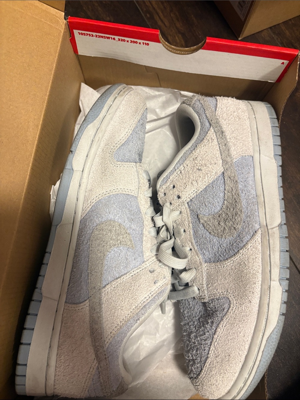 Nike Women's Pale Gray and Light Blue Suede Sneakers